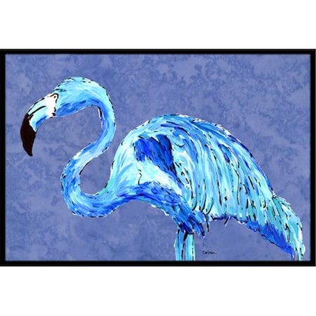 Carolines Treasures Flamingo On Slate Blue Indoor Or Outdoor Doormat - 18 x 27 in. 8873MAT